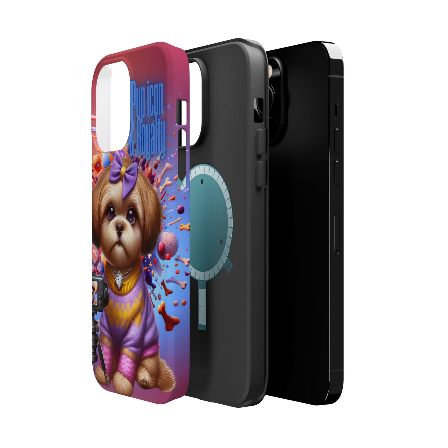 Cute Dog Art Magnetic Phone Case - Pup Icon & Royalty Design