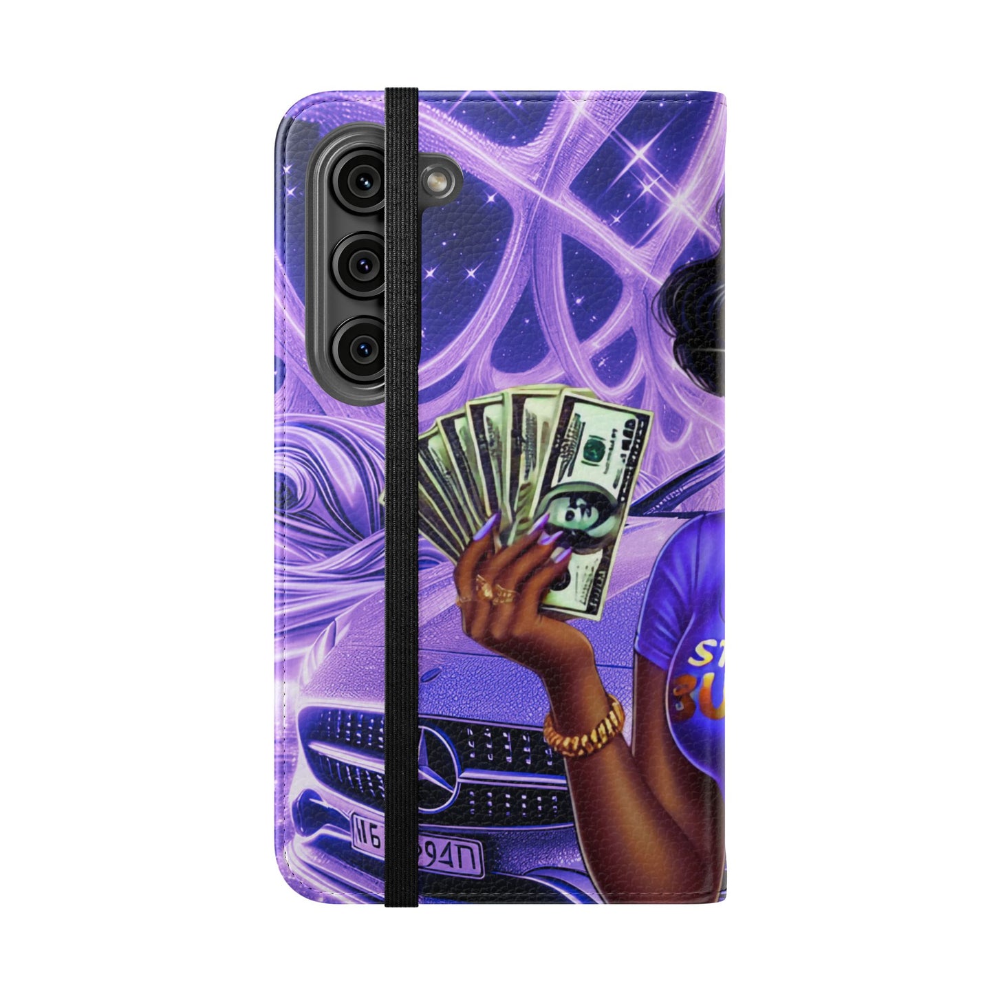Empowered Businesswoman Flip Case - Stylish Phone Wallet Cover with Money Design