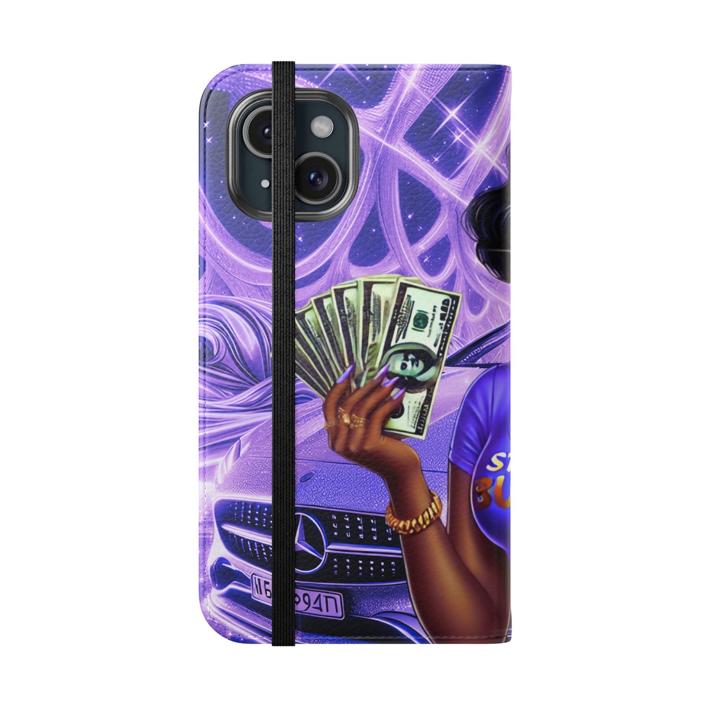Empowered Businesswoman Flip Case - Stylish Phone Wallet Cover with Money Design