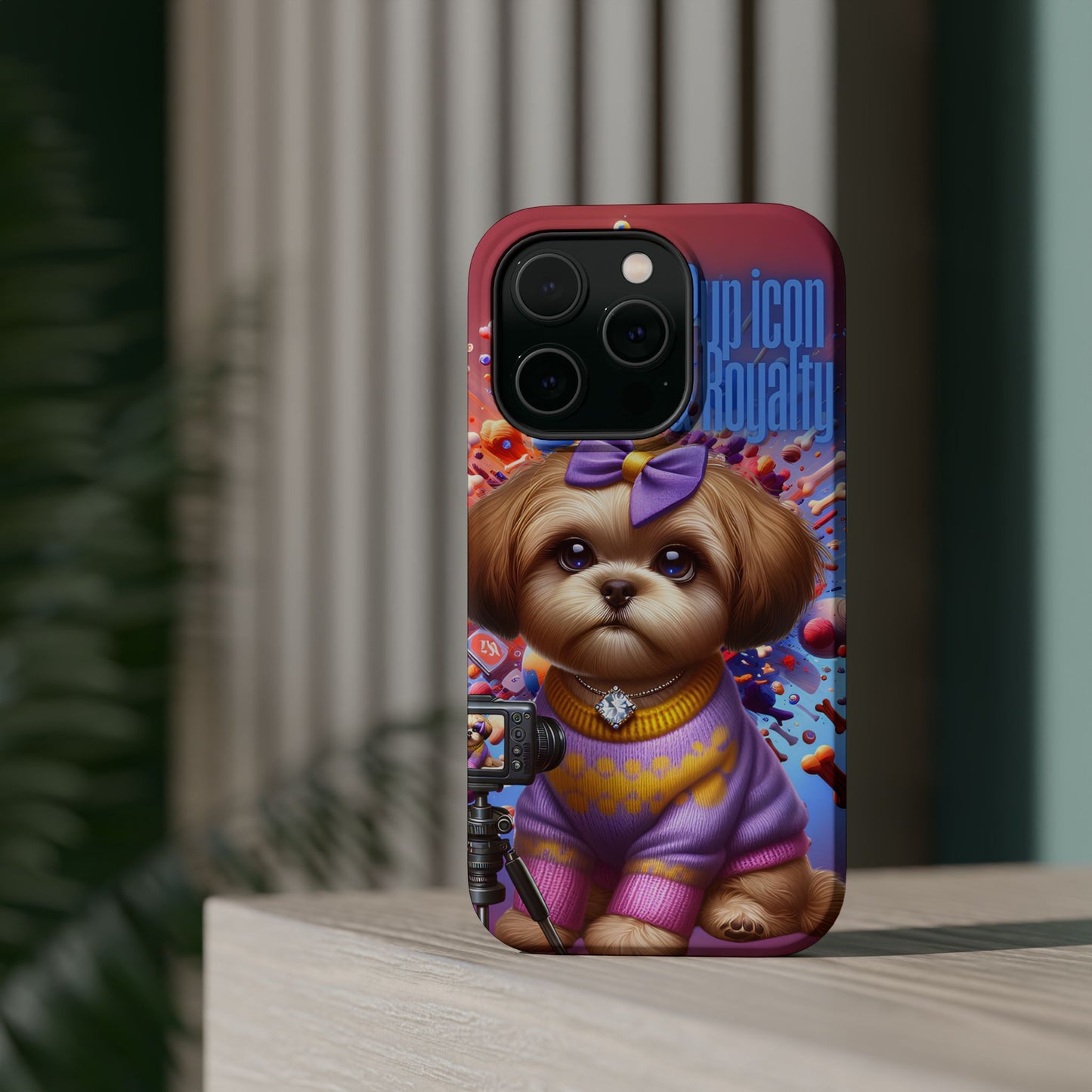 Cute Dog Art Magnetic Phone Case - Pup Icon & Royalty Design