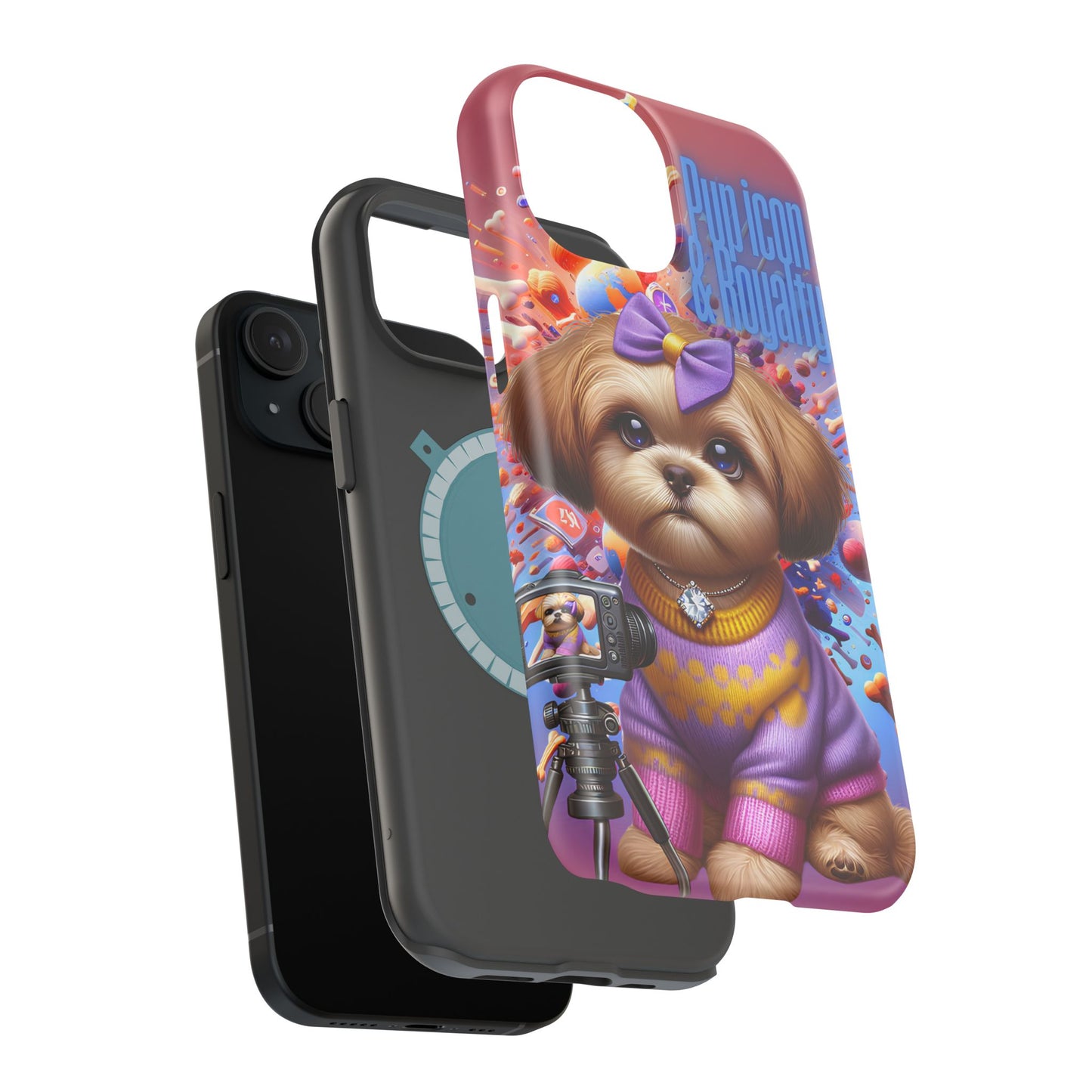 Cute Dog Art Magnetic Phone Case - Pup Icon & Royalty Design