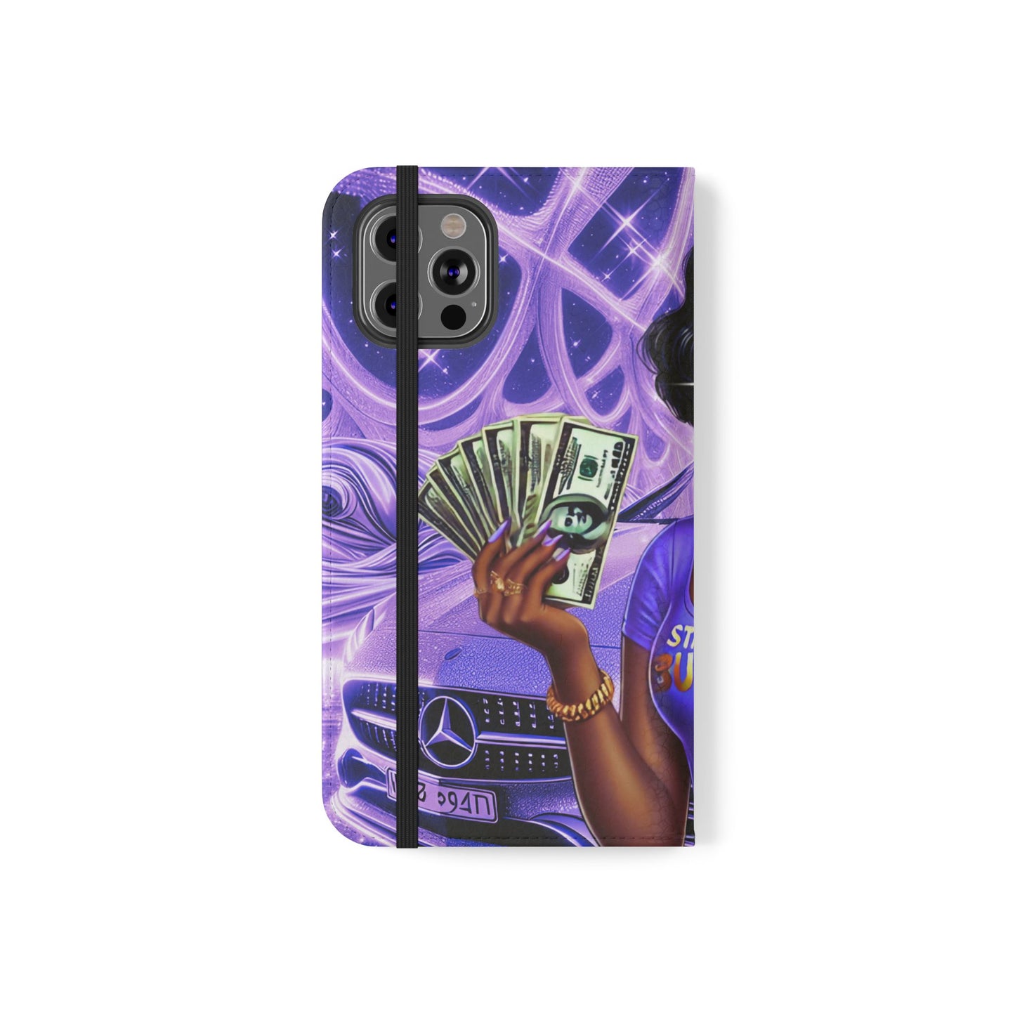 Empowered Businesswoman Flip Case - Stylish Phone Wallet Cover with Money Design