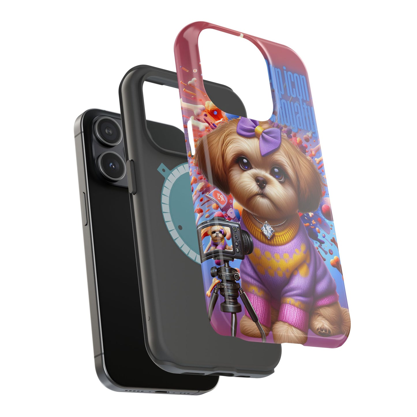 Cute Dog Art Magnetic Phone Case - Pup Icon & Royalty Design