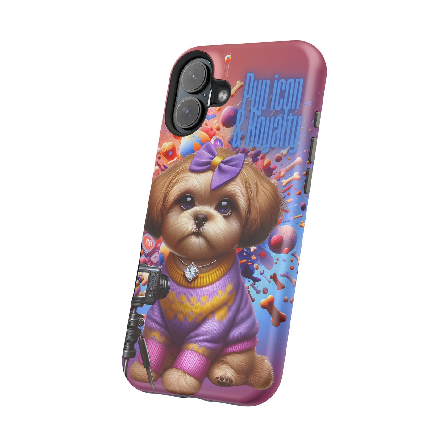 Cute Dog Art Magnetic Phone Case - Pup Icon & Royalty Design
