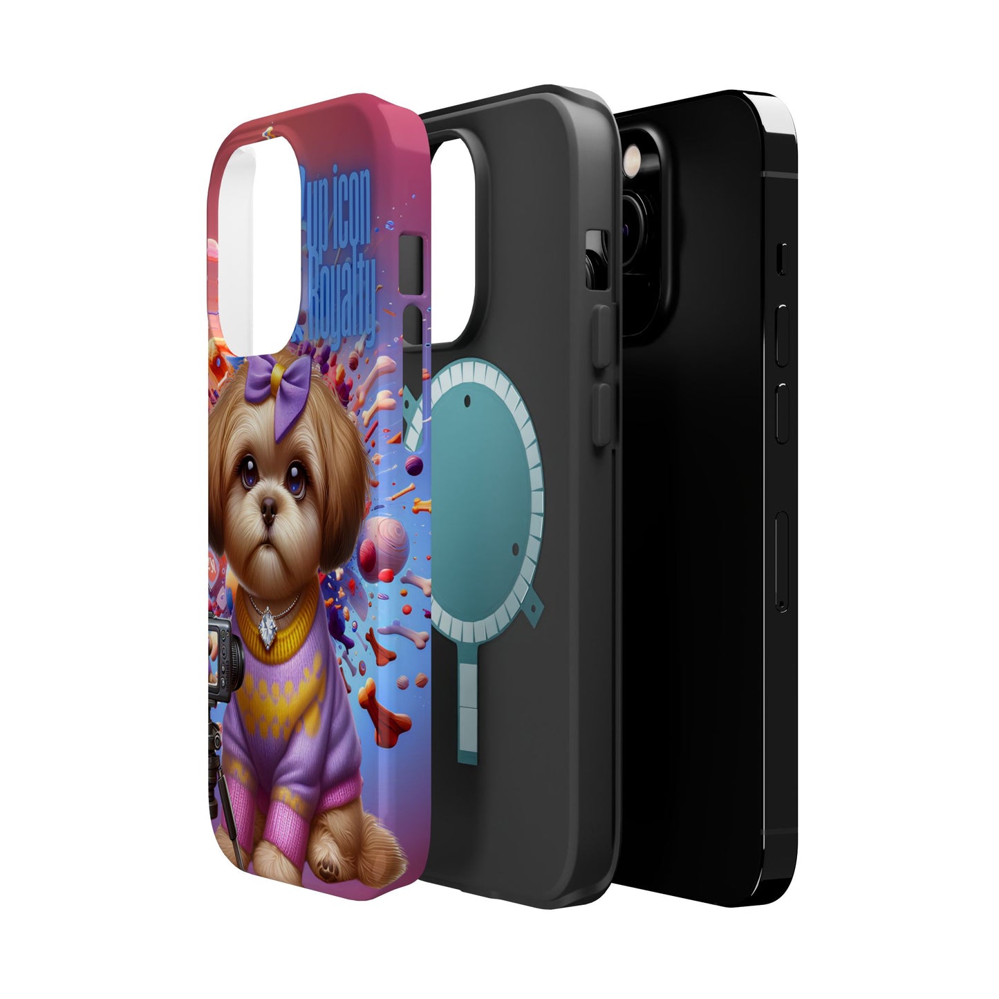 Cute Dog Art Magnetic Phone Case - Pup Icon & Royalty Design