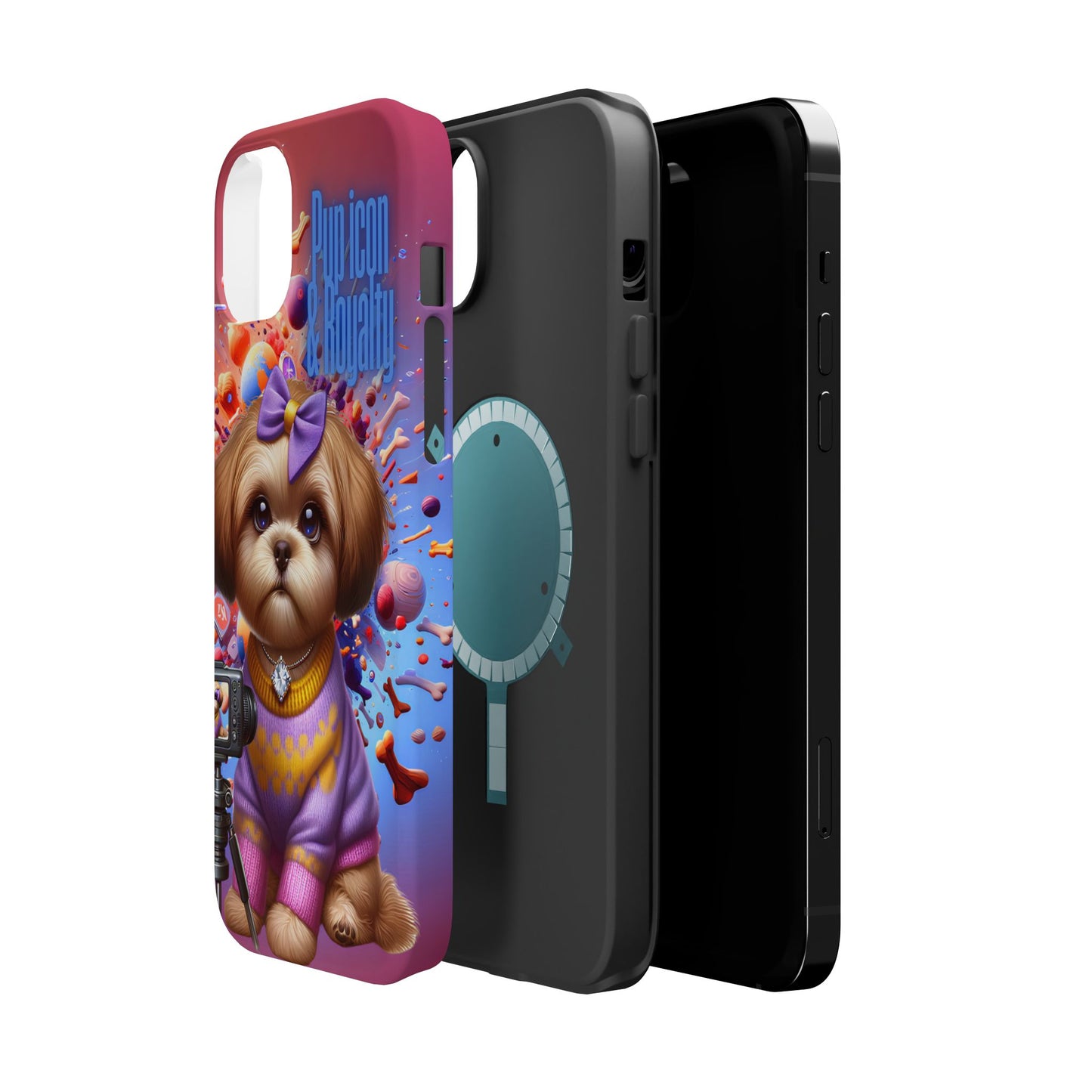 Cute Dog Art Magnetic Phone Case - Pup Icon & Royalty Design