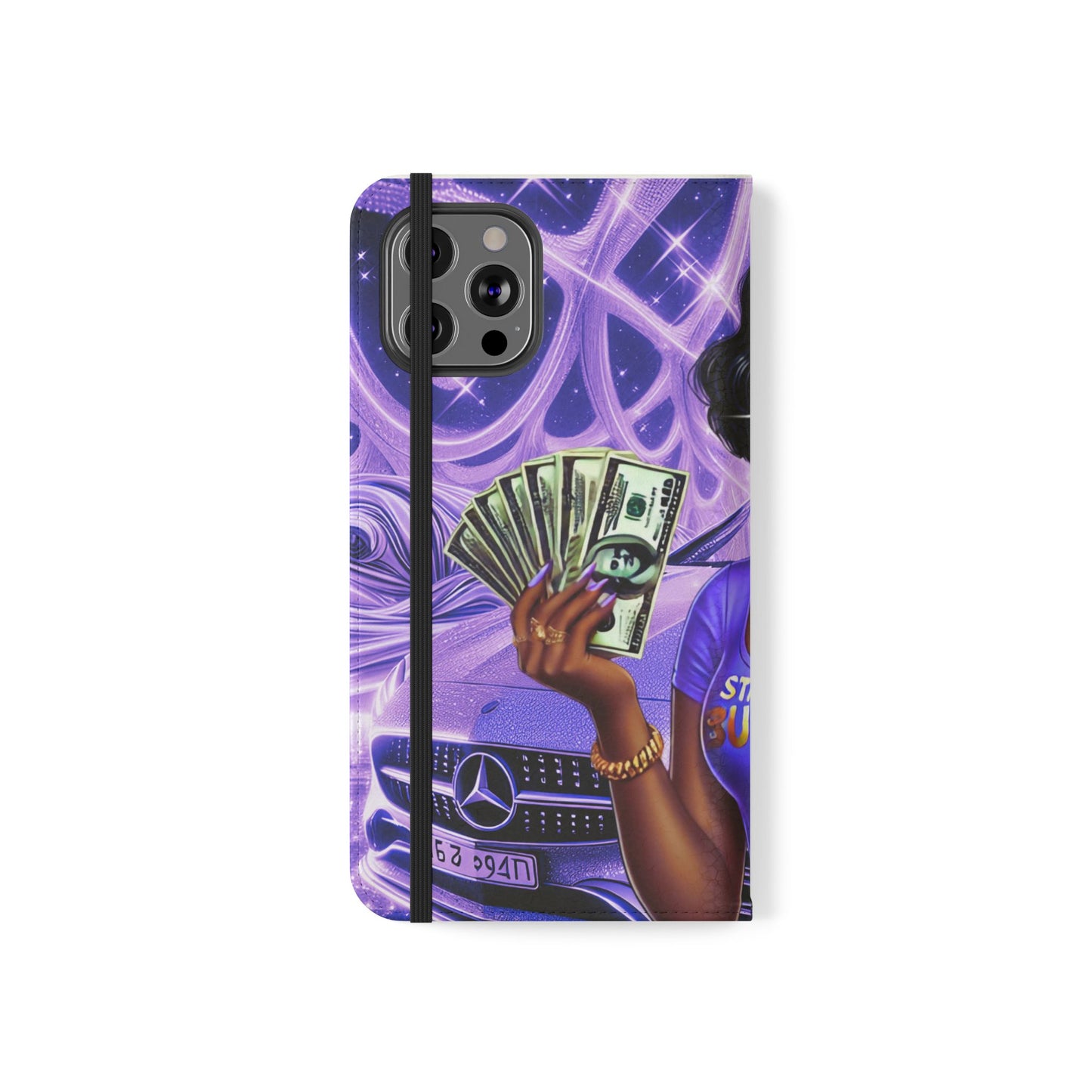 Empowered Businesswoman Flip Case - Stylish Phone Wallet Cover with Money Design