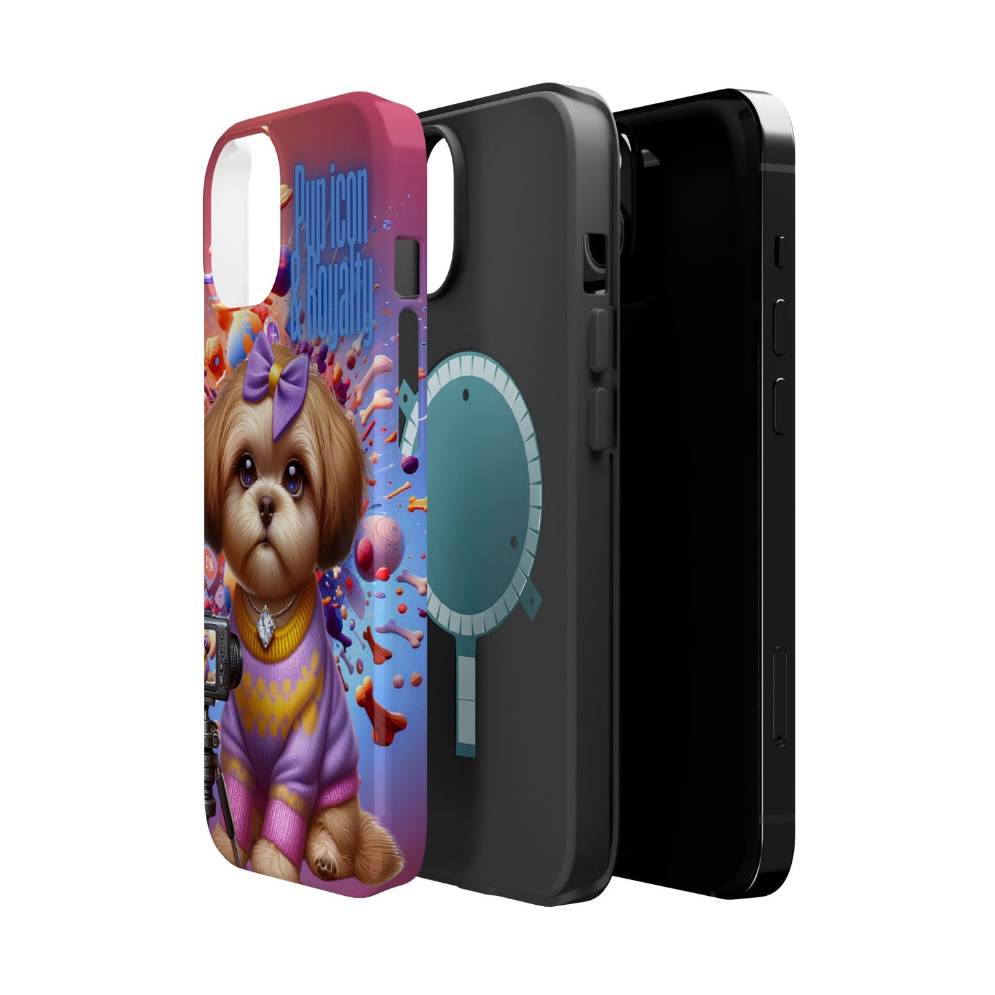 Cute Dog Art Magnetic Phone Case - Pup Icon & Royalty Design