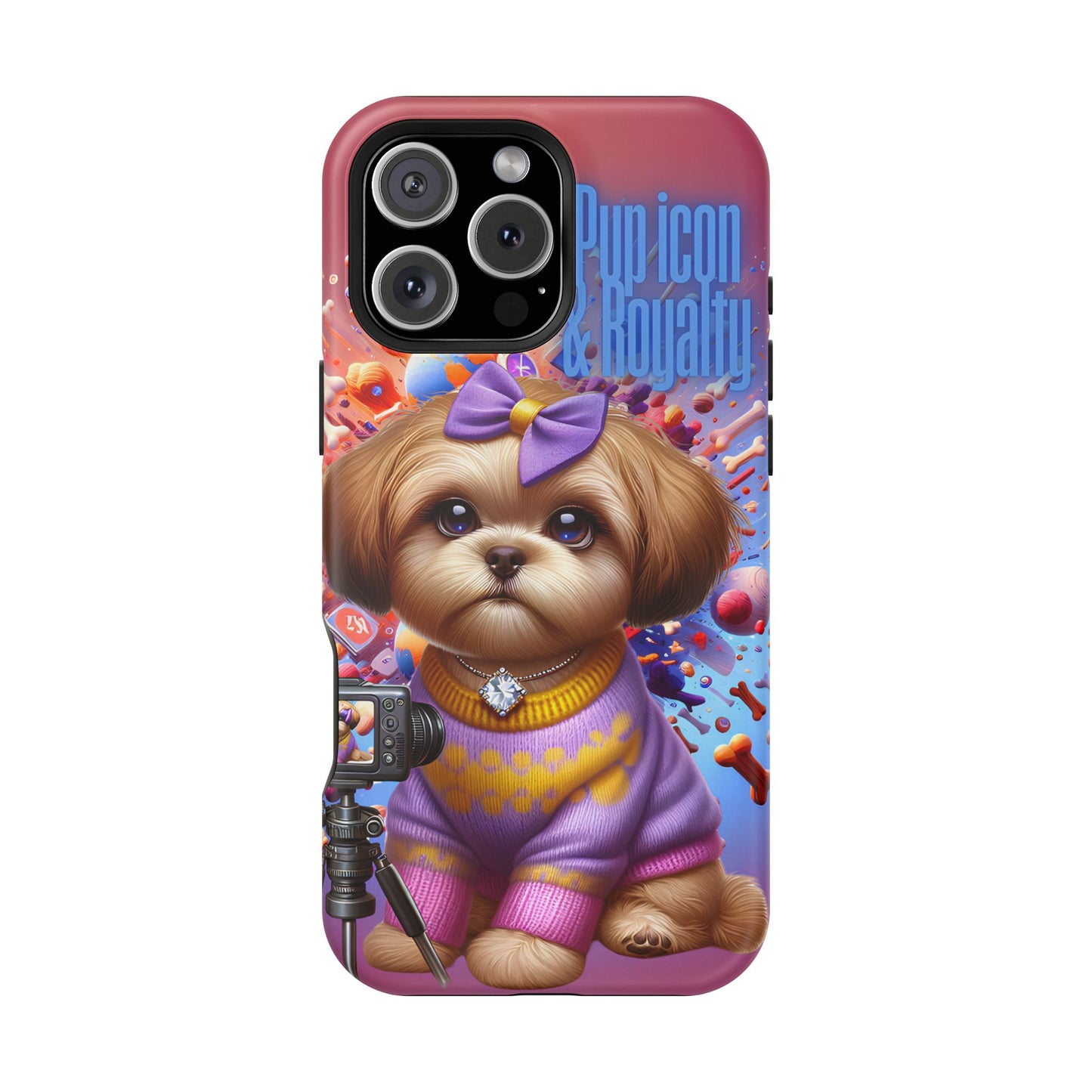 Cute Dog Art Magnetic Phone Case - Pup Icon & Royalty Design