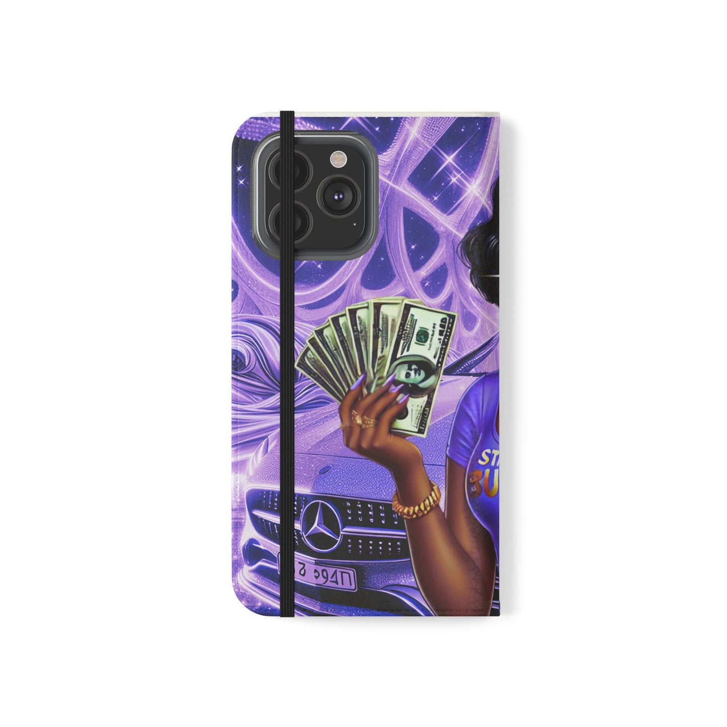 Empowered Businesswoman Flip Case - Stylish Phone Wallet Cover with Money Design