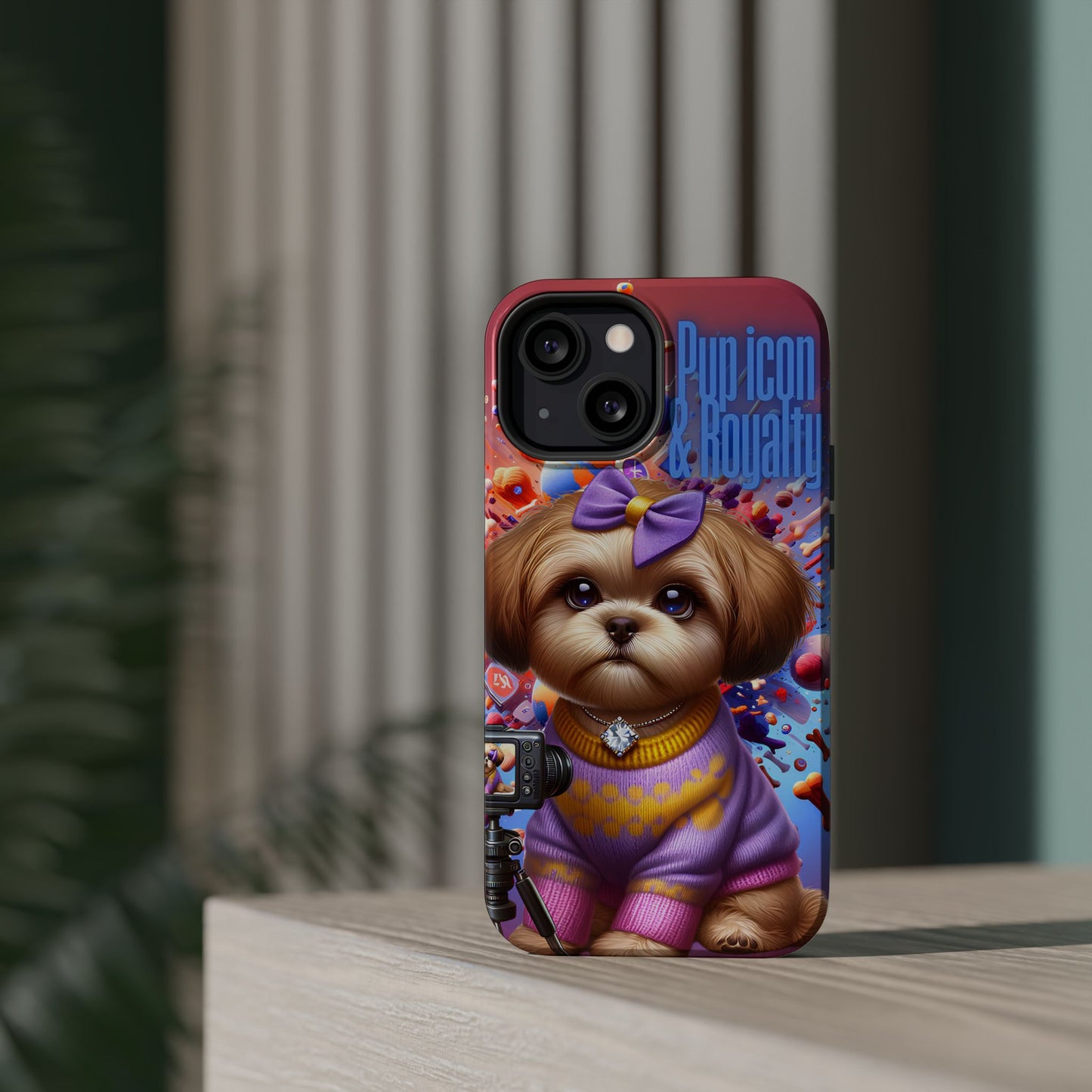 Cute Dog Art Magnetic Phone Case - Pup Icon & Royalty Design