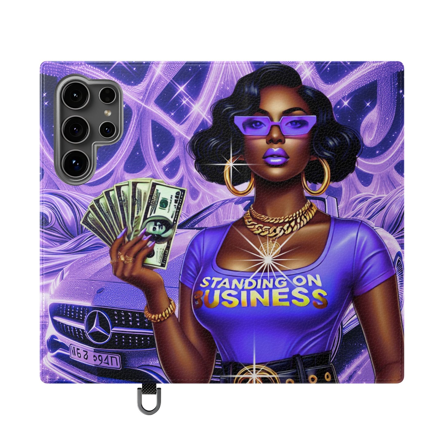 Empowered Businesswoman Flip Case - Stylish Phone Wallet Cover with Money Design