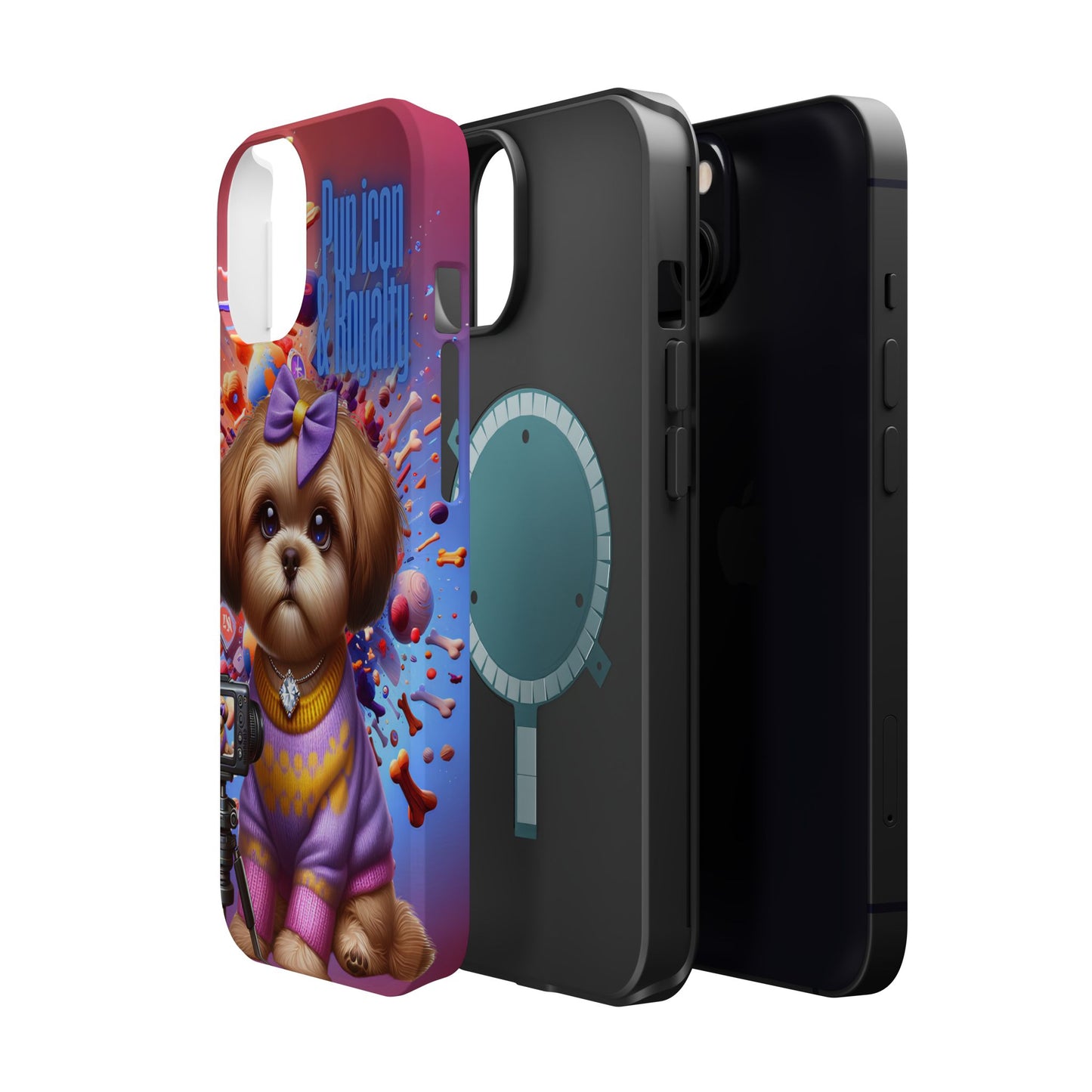 Cute Dog Art Magnetic Phone Case - Pup Icon & Royalty Design