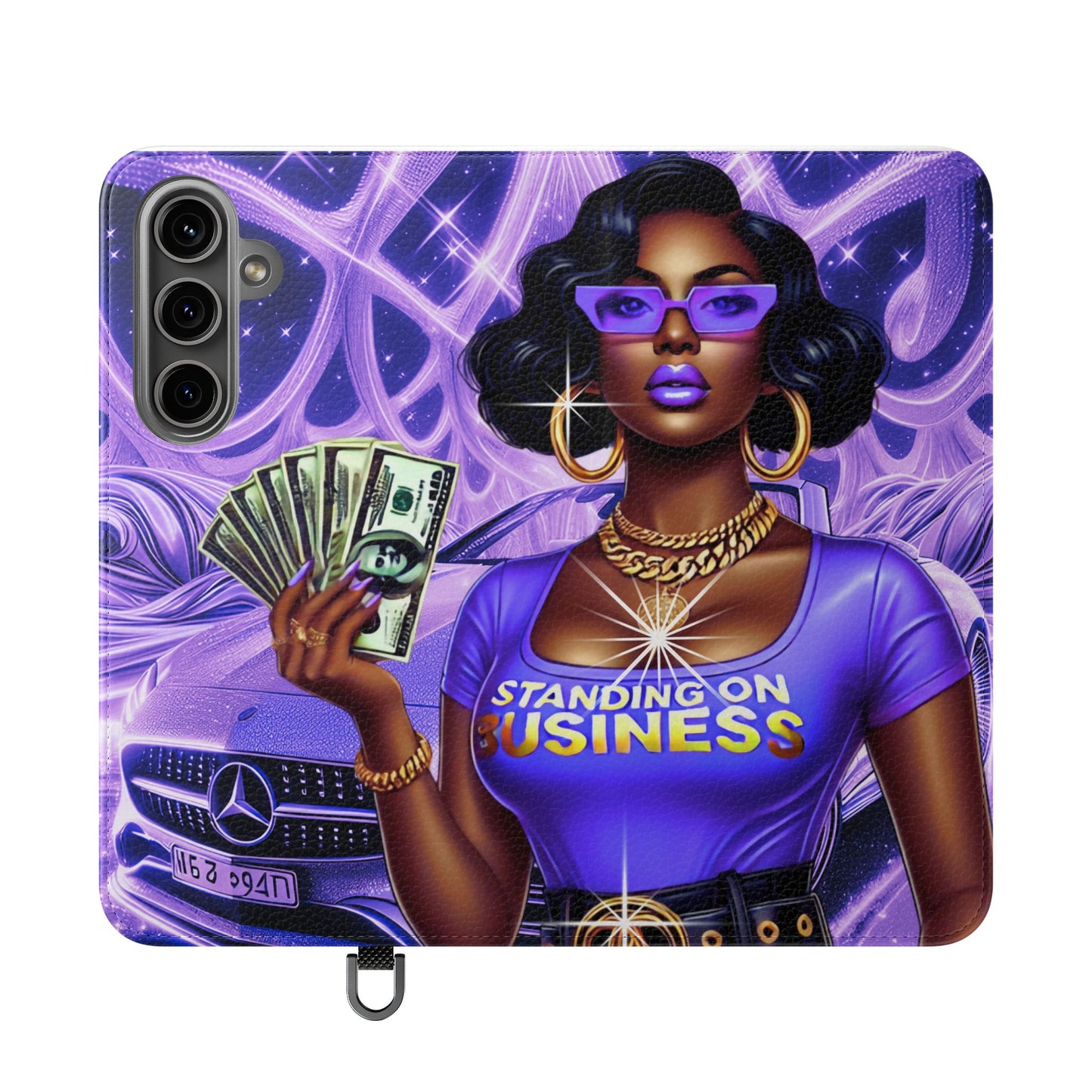 Empowered Businesswoman Flip Case - Stylish Phone Wallet Cover with Money Design